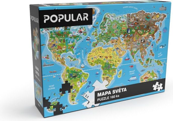 POPULAR Puzzle „Mapa světa“, 160 ks – CZ - obrázek 1