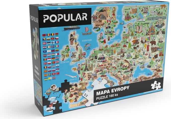 POPULAR Puzzle „Evropy“, 160 ks - CZ - obrázek 1