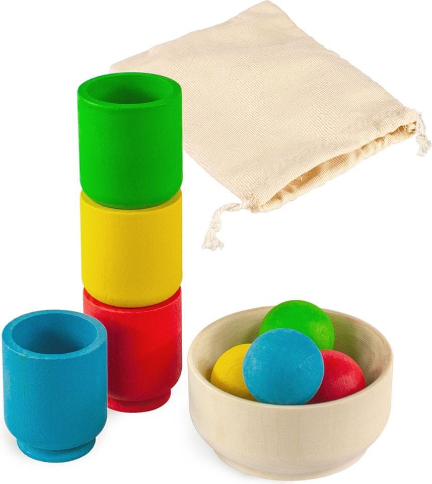 Ulanik Montessori dřevěná hračka "Balls in cups. Basic." - obrázek 1