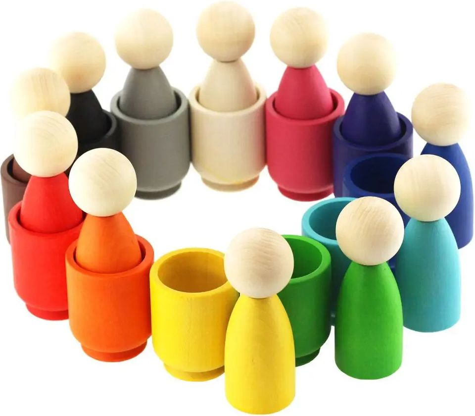 Ulanik Montessori dřevěná hračka "Peg Dolls in Cups" - obrázek 1