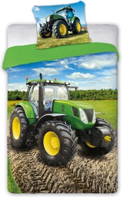FARO Textil Dětské povlečení Traktor - zelený 140x200 cm - obrázek 1