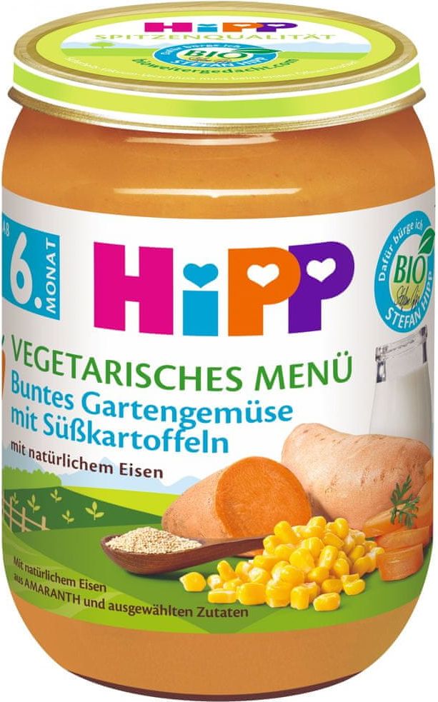 HiPP BIO Zelenina ze zahrádky se sladkými bramborami od 6. měsíce, 6 x 190 g - obrázek 1