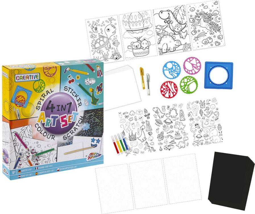 Grafix Kreativní a zábavní sada 4v1 - omalovánky, samolepky, škrabací obrázky a vzory
