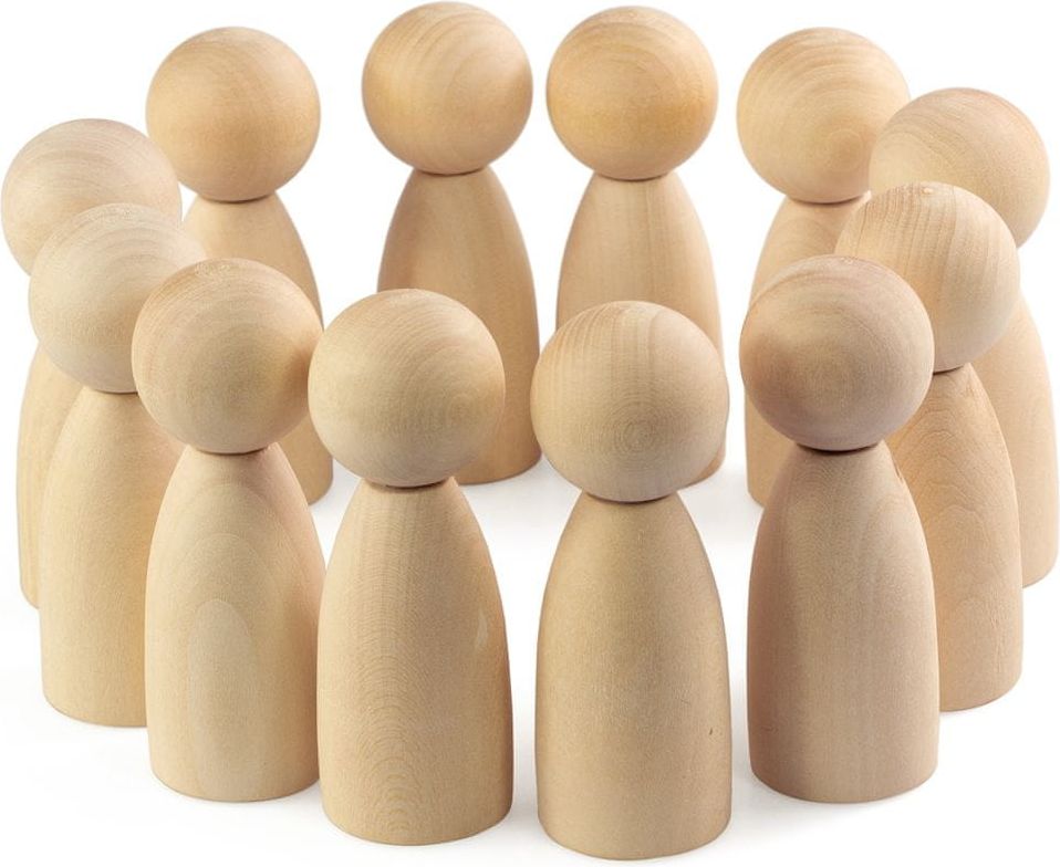 Ulanik Montessori dřevěná hračka "Wooden Peg Dolls (Unfinished)" - obrázek 1