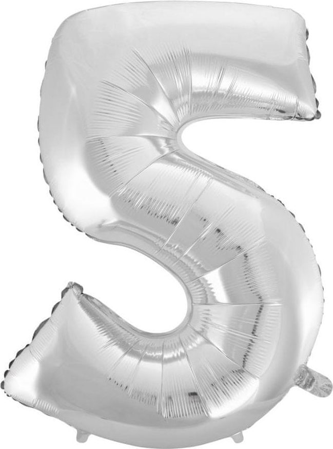 Fóliový balónek číslice 5 - stříbrná - silver - 102cm - obrázek 1