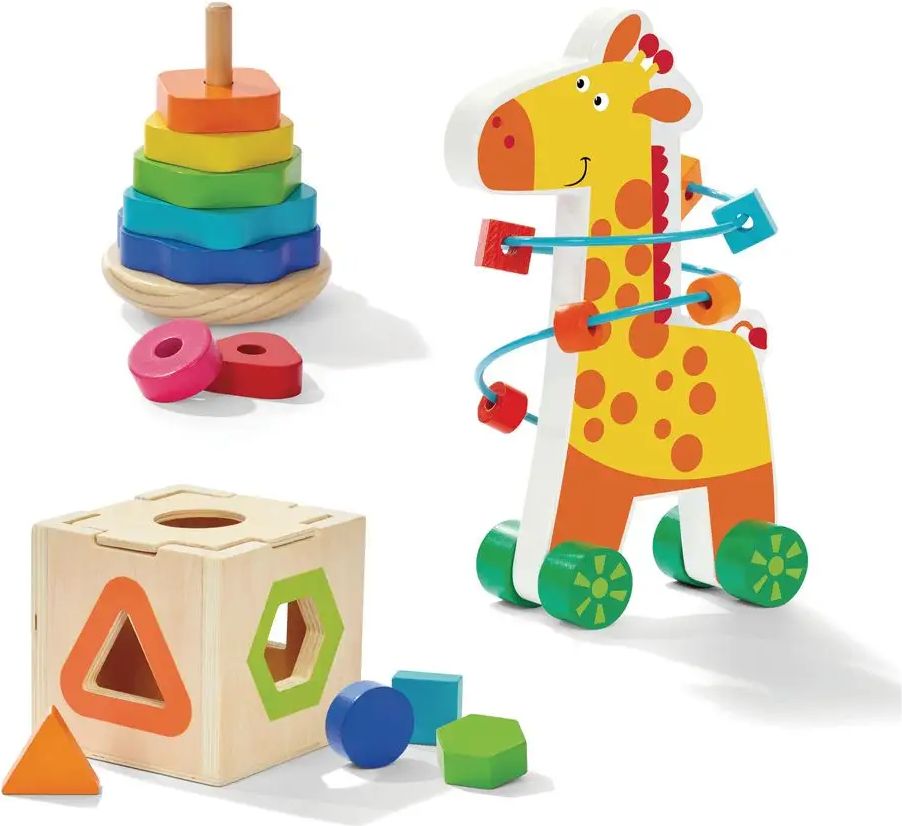 Leomark Sada dřevěných vzdělávacích hraček pro miminka - Žirafa - trenažér motoriky 246 - obrázek 1