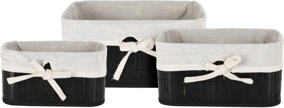 ProGarden Úložné košíky sada 3 ks bambus / textil - obrázek 1