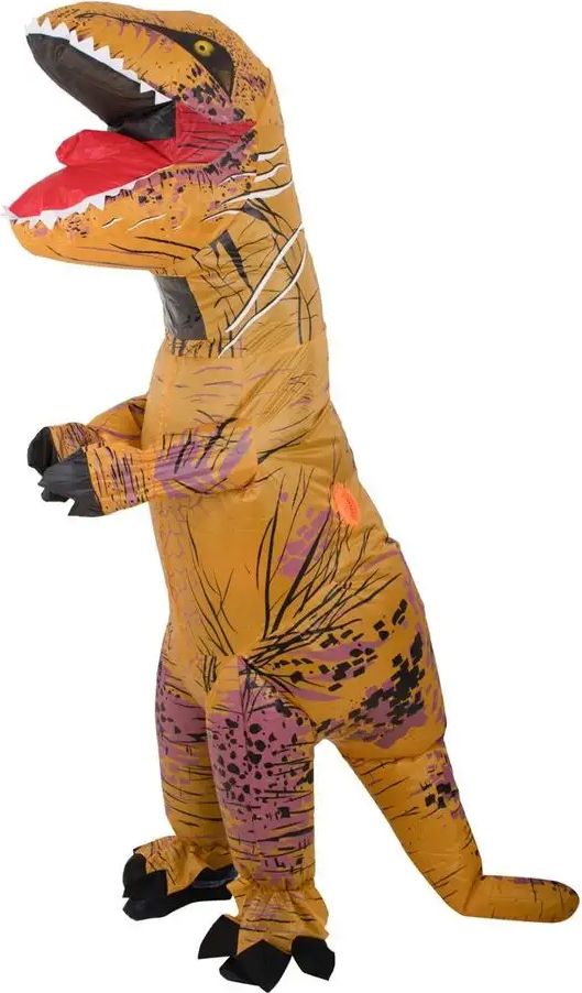 KIK Nafukovací kostým T-Rex 120 - 140 cm hnědá - obrázek 1