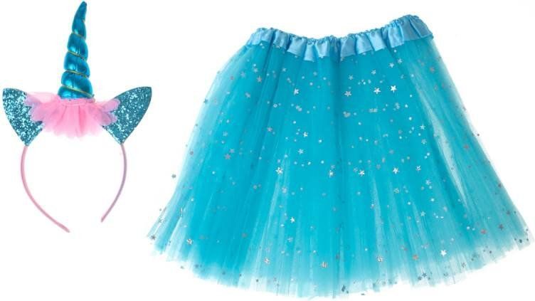 KIK Dětský kostým modrá sukně s čelenkou jednorožec - obrázek 1