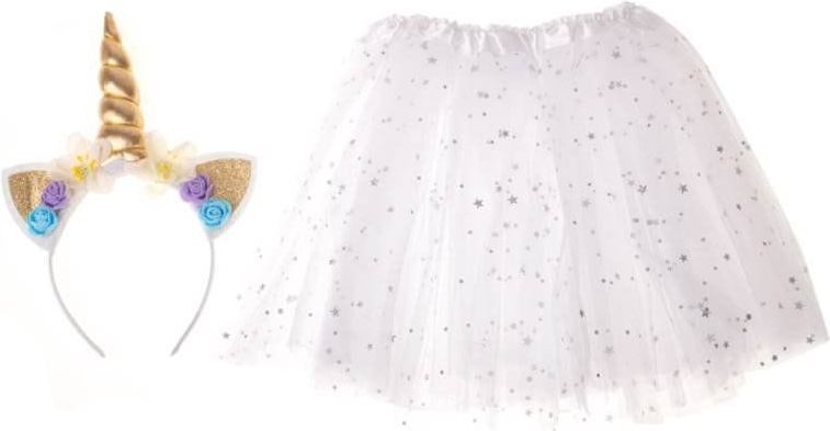 KIK Dětský kostým bílá sukně s čelenkou jednorožec - obrázek 1
