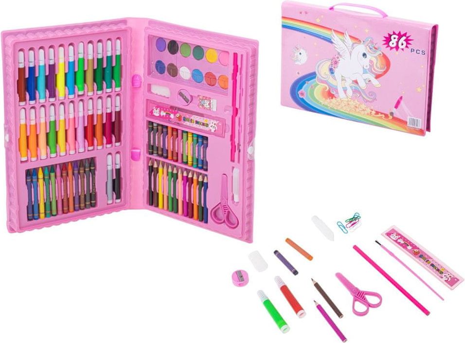 KIK Výtvarná sada na malování 86 ks růžová