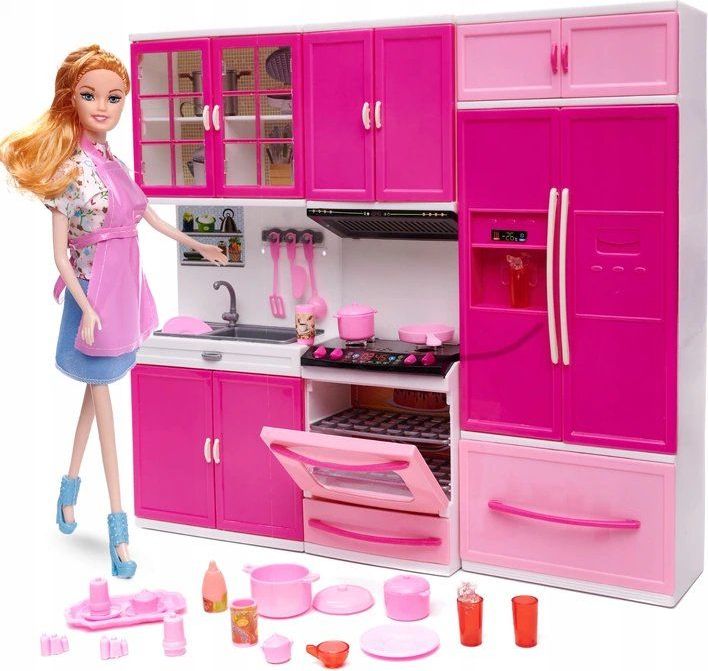 FunPlay FP-6783 Plastová kuchyňka pro panenky 13x6x31 cm růžová - obrázek 1