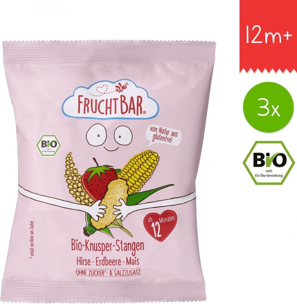 FruchtBar BIO Křupky - Proso a jahoda 3x30g - obrázek 1