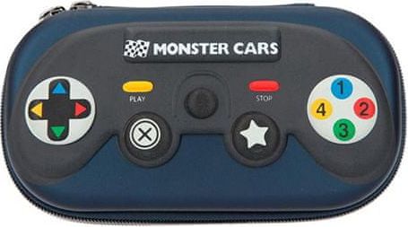 Monster Cars Penál s přepážkou , Modrý, herní ovladač - obrázek 1