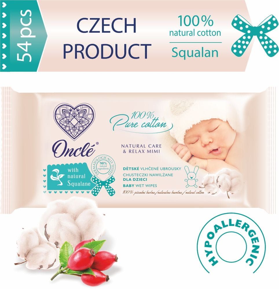 Onclé Dětské vlhčené ubrousky s přírodním Squalanem - 5 x 54ks - obrázek 1