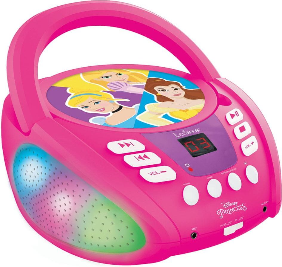 Lexibook Přenosný Bluetooth CD přehrávač Disney Princess se světelnými efekty - obrázek 1