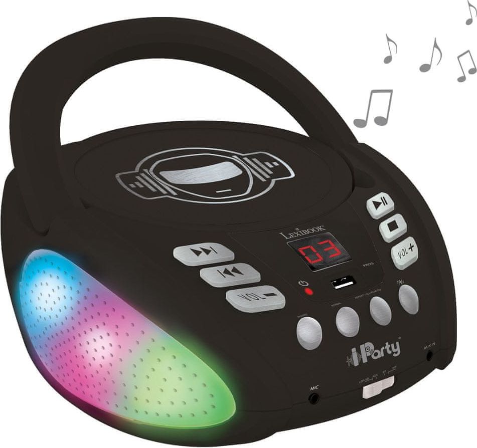 Lexibook Přenosný Bluetooth CD přehrávač iParty se světelnými efekty - obrázek 1