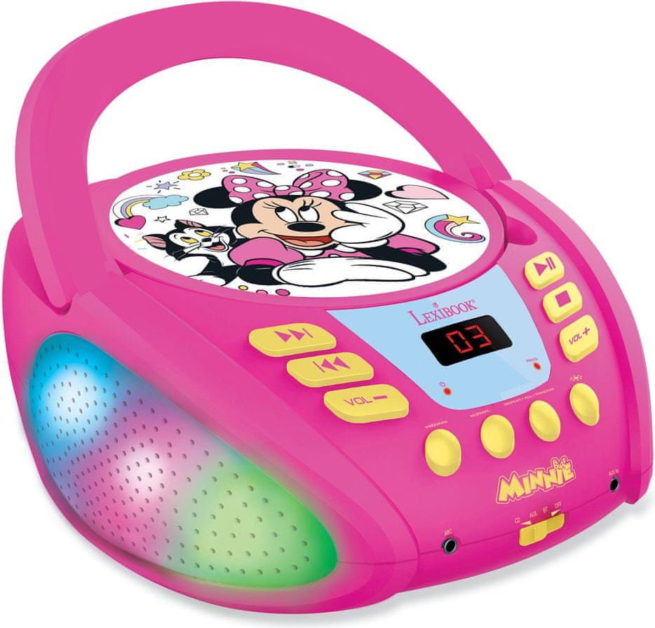 Lexibook Přenosný Bluetooth CD přehrávač Disney Minnie se světelnými efekty - obrázek 1