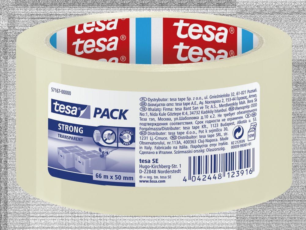 Tesa Balicí páska STRONG, PP, akrylát, nehlučná, průhledná, 66m:50mm - obrázek 1