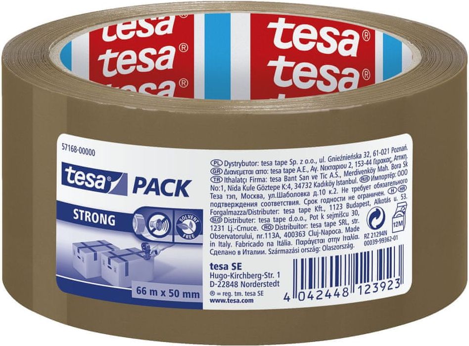Tesa Balicí páska STRONG, PP, akrylát, nehlučná, hnědá, 66m:50mm - obrázek 1