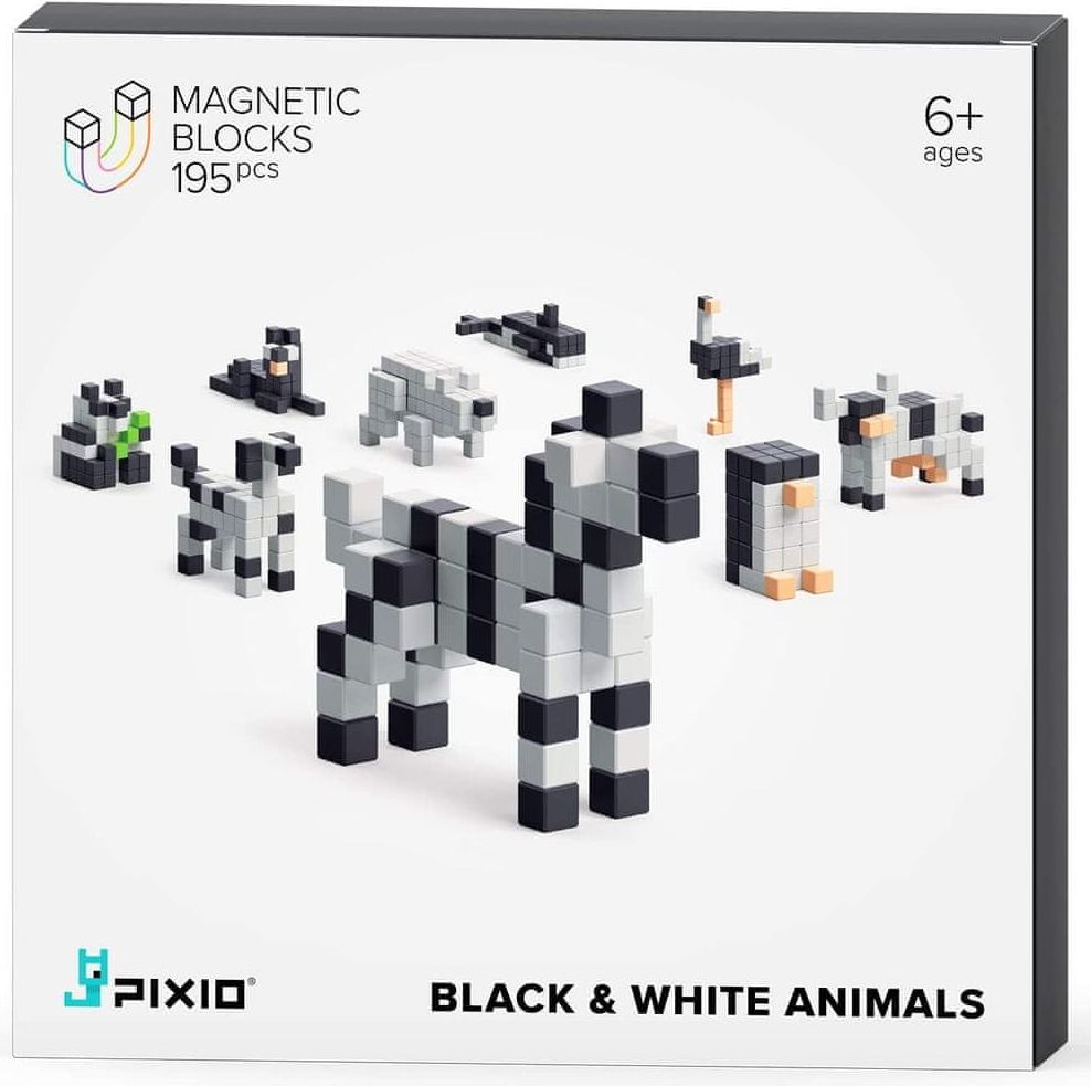 PIXIO Black & White Animals magnetická stavebnice - obrázek 1