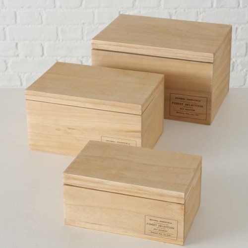 Boltze Dekorativní dřevěný box s víkem Natural Set 3 ks - obrázek 1