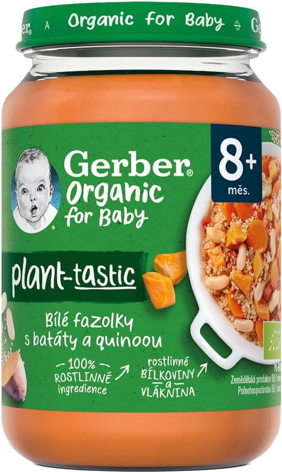 Gerber Organic 100% rostlinný příkrm bílé fazolky se sladkým bramborem a quinoou 6x190 g - obrázek 1