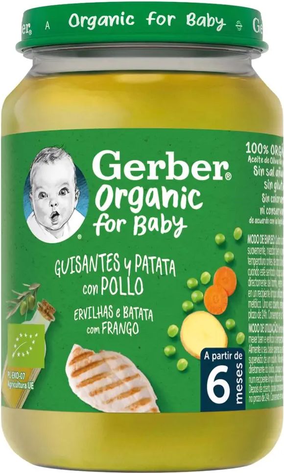 Gerber Organic dětský příkrm hrášek s bramborami a kuřecím masem 6x190 g - obrázek 1