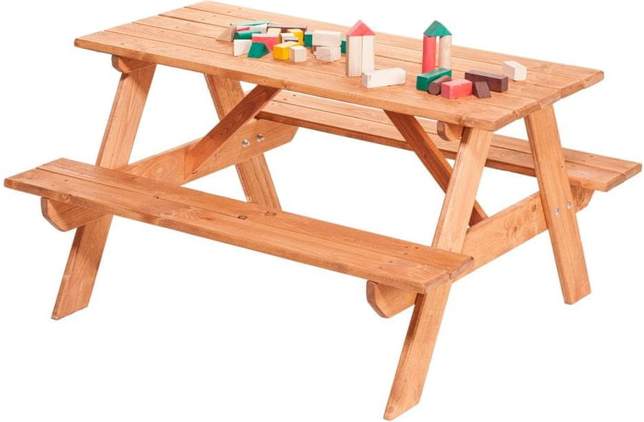 Čisté dřevo Dřevěná dětská lavice se stolem - obrázek 1