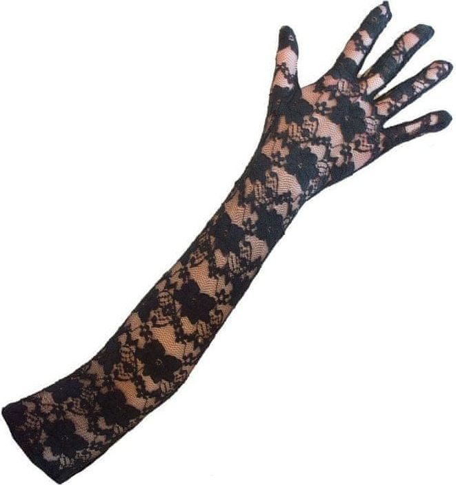 funny fashion Krajkové dlouhé rukavice černé 45cm - obrázek 1