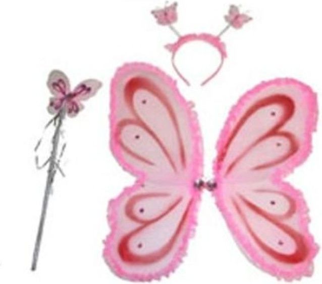 funny fashion Křídla, čelenka a hůlka s motýlky - růžová - obrázek 1
