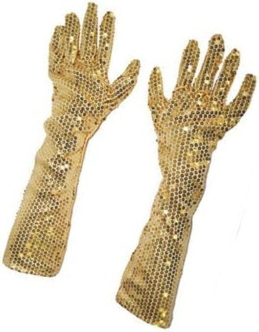 funny fashion Dlouhé rukavice s flitry - zlaté 45 cm - obrázek 1