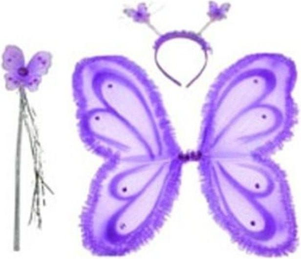 funny fashion Křídla, čelenka a hůlka s motýlky - fialová - obrázek 1
