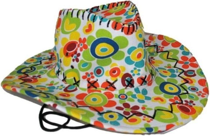 funny fashion Kovbojský klobouk květinový barevný - obrázek 1