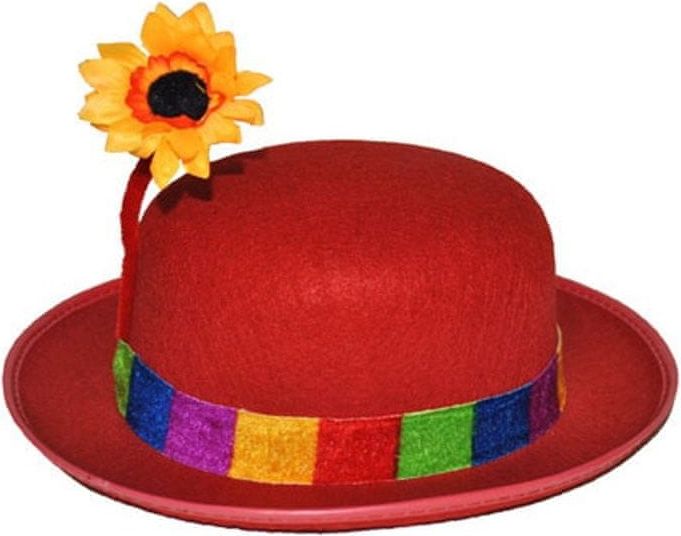 funny fashion Klaunský klobouk buřinka s květinou - obrázek 1