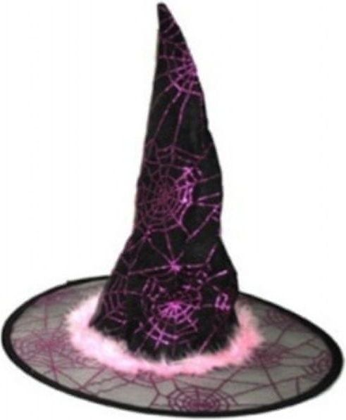 funny fashion Klobouk čarodějnice růžový - obrázek 1