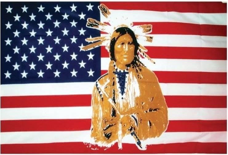 funny fashion Vlajka USA s indiánem 150 x 90 cm - obrázek 1