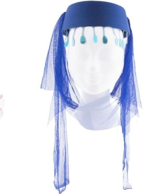 funny fashion Arabský dámský klobouk se závojem modrý - obrázek 1