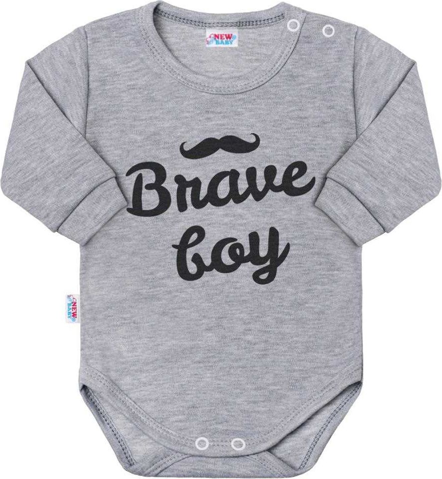 Kojenecké body s dlouhým rukávem New Baby Brave boy šedé - 50 - obrázek 1