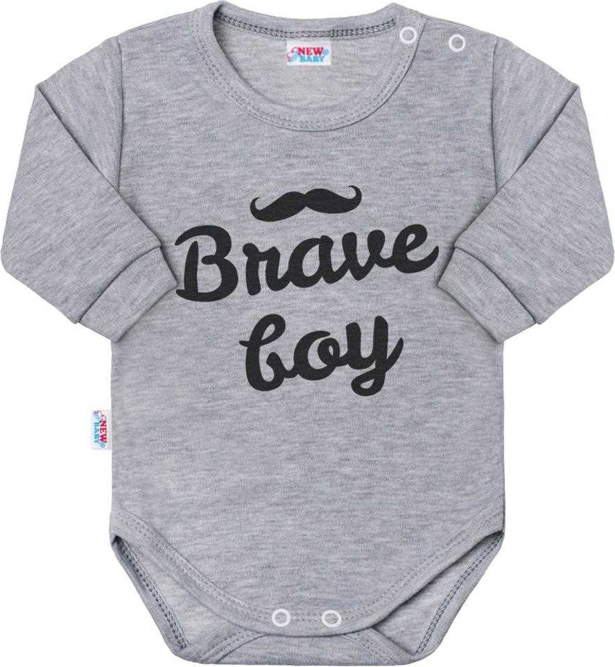 Kojenecké body s dlouhým rukávem New Baby Brave boy šedé&nbsp;-&nbsp;50 - obrázek 1