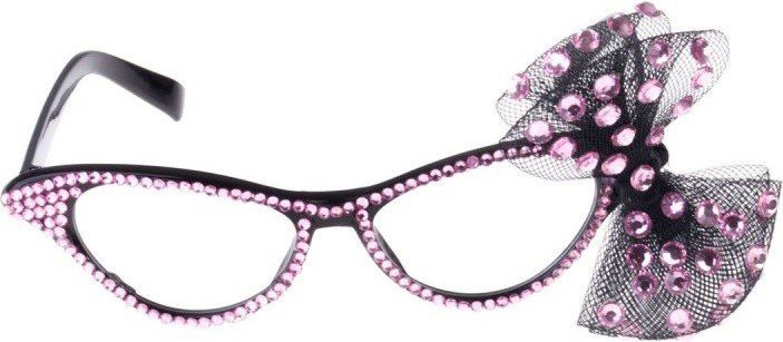 funny fashion Retro brýle s mašličkou - růžové - obrázek 1