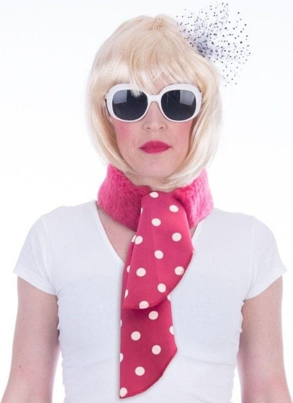 funny fashion Růžový retro šátek s puntíky - obrázek 1