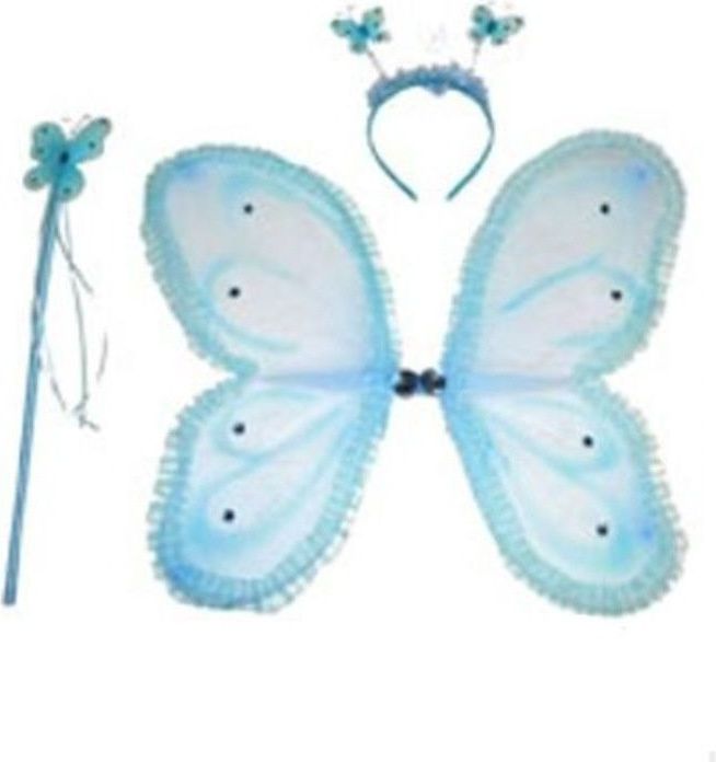 funny fashion Křídla, čelenka a hůlka s motýlky - modrá - obrázek 1