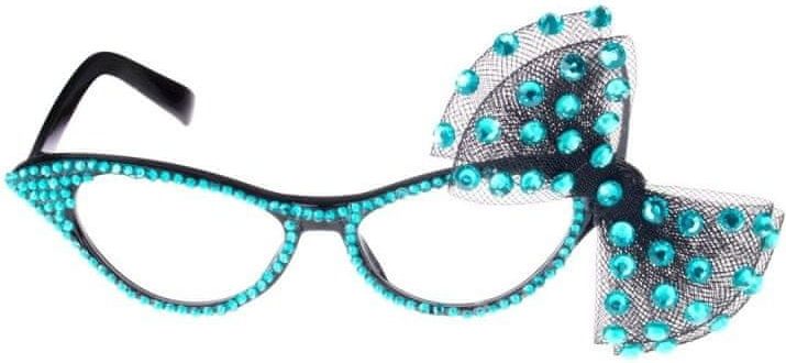 funny fashion Retro brýle s mašličkou - tyrkysové - obrázek 1