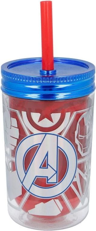 Stor Plastový termo pohár se šroubovacím víčkem a brčkem Avengers, 370ml, 13223 - obrázek 1