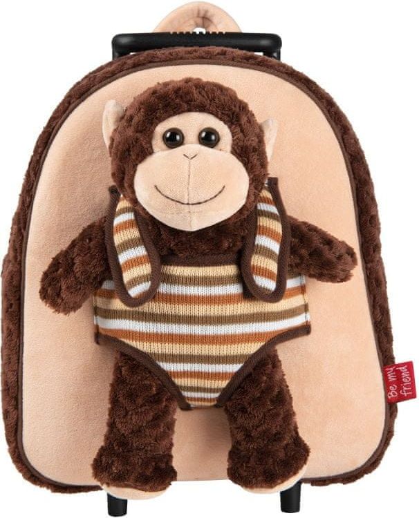 Perletti BE MY FRIEND, Dětský plyšový batoh na kolečkách s odnímatelnou hračkou OPICE, 13039 - obrázek 1
