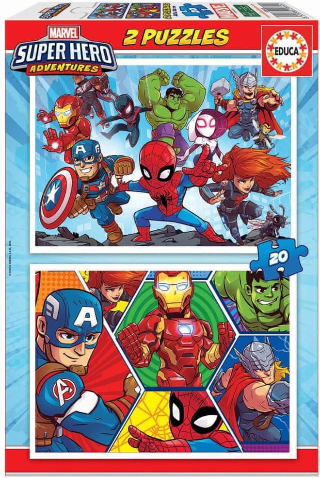 Educa Puzzle Marvel: Dobrodružství superhrdinů 2x20 dílků - obrázek 1