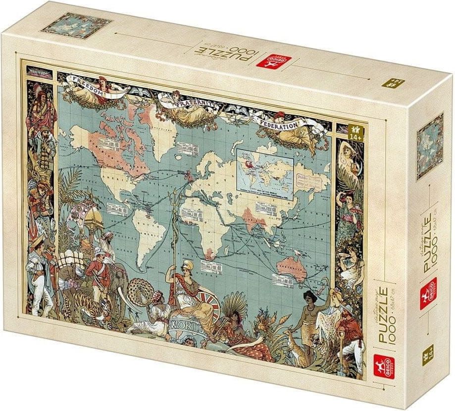 DEICO Puzzle Vintage mapa světa 1000 dílků - obrázek 1