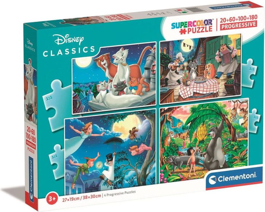 Clementoni Puzzle Disney klasika 4v1 (20+60+100+180 dílků) - obrázek 1
