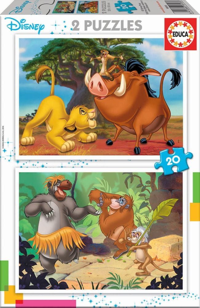 Educa Puzzle Lví král a Kniha džunglí 2x20 dílků - obrázek 1
